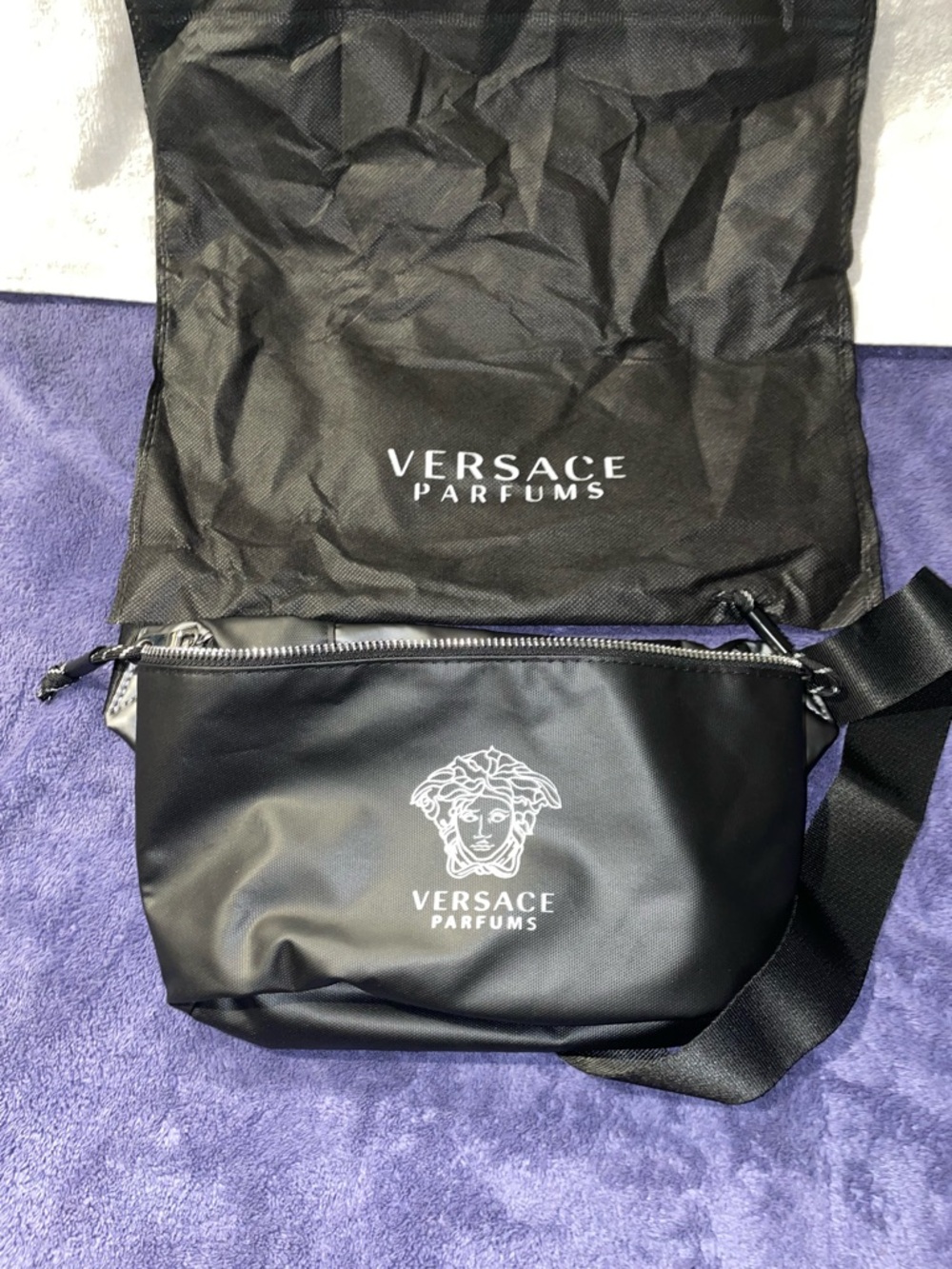 Versace Parfums Black Logo Cosmetic bum/ belt bag